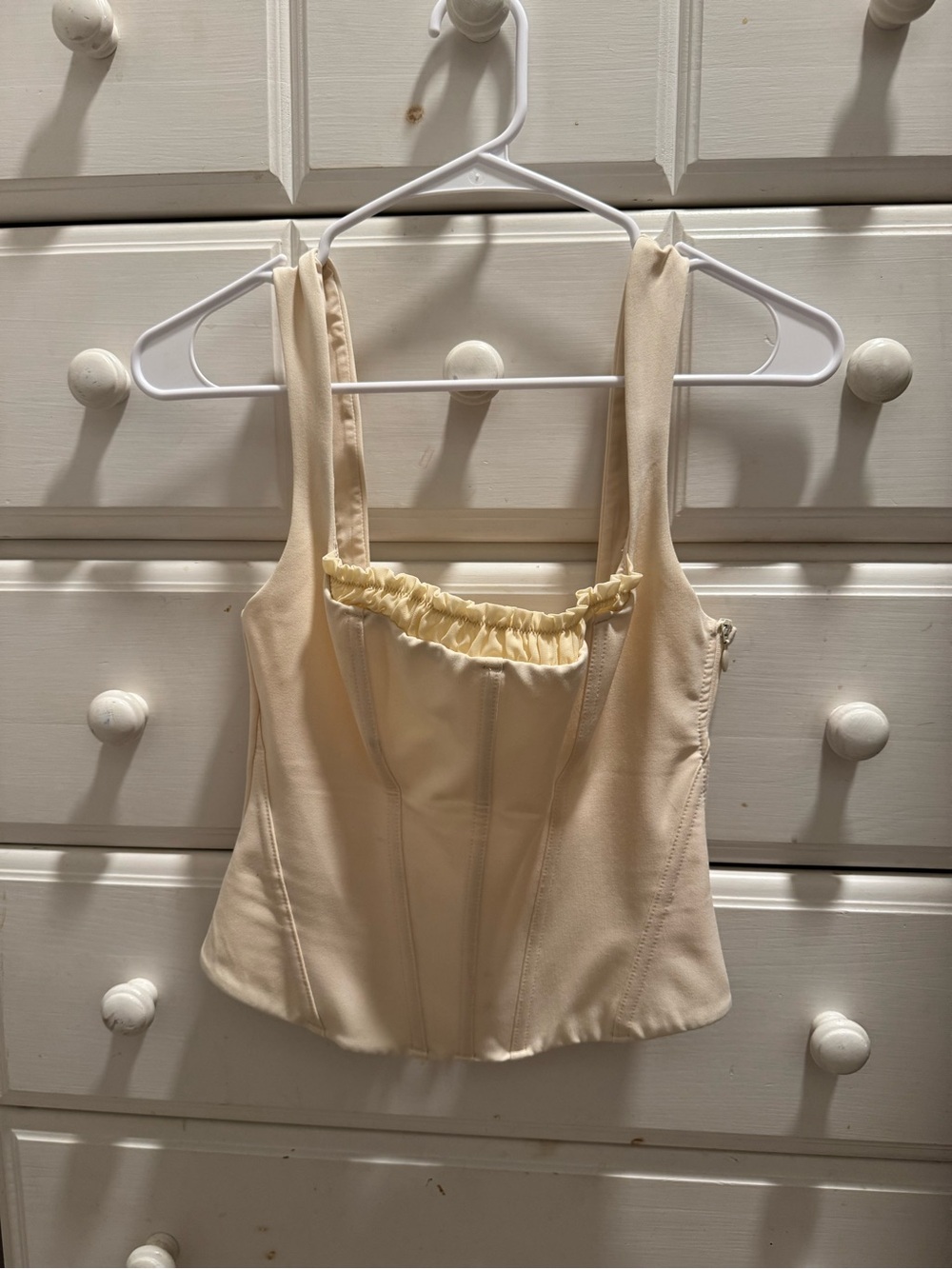 White Fox Boutique Cream Ruffle-Trim Corset Top
